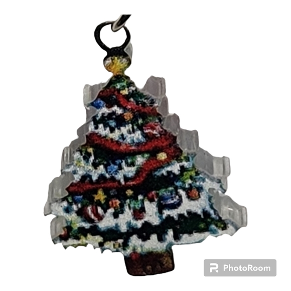 Decorated Christmas Tree Earrings NWT Christmas Holiday Season Gift Idea - Picture 5 of 6